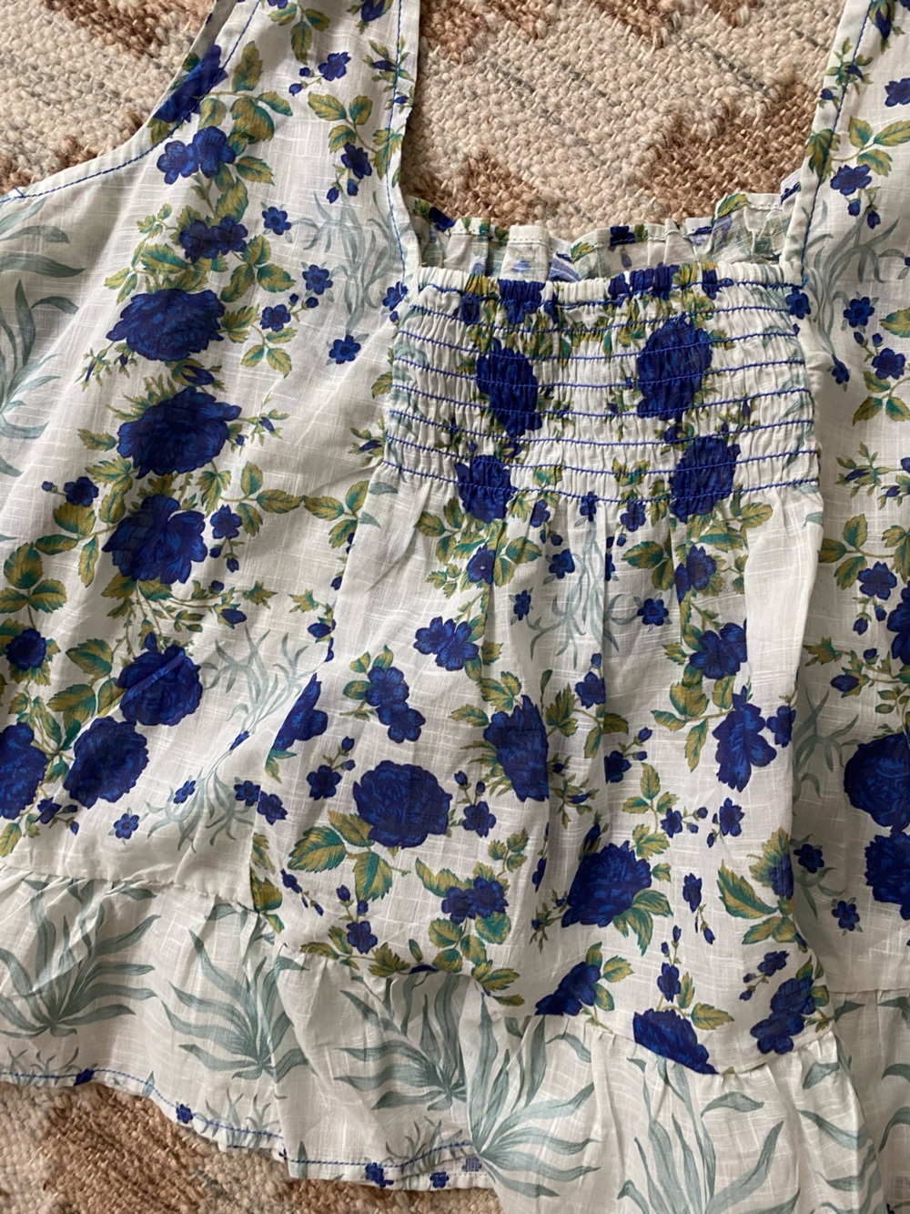 Blue Floral Smocked Camisole Top - Women - Picture 5 of 7
